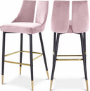 Sleek Velvet Upholstered Bar Stool - Pink