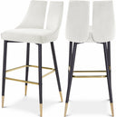 Sleek Velvet Upholstered Bar Stool - Cream