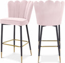 Lily Velvet Upholstered Bar Stool - Pink