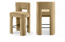 Zuno Velvet Performance Fabric Upholstered Counter Stool - Camel