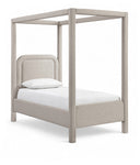 Salina Linen Textured Fabric Upholstered Twin Bed - Beige