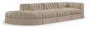 Rummi 141" Velvet Performance Fabric Upholstered 4pc. Modular Sectional - Beige