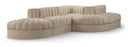 Rummi 112" Velvet Performance Fabric Upholstered 5pc. Modular Sectional - Beige