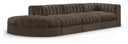 Rummi 141" Velvet Performance Fabric Upholstered 4pc. Modular Sectional - Brown