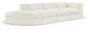 Rummi 141" Velvet Performance Fabric Upholstered 4pc. Modular Sectional - Cream
