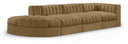 Rummi 141" Velvet Performance Fabric Upholstered 4pc. Modular Sectional - Saddle
