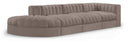 Rummi 141" Velvet Performance Fabric Upholstered 4pc. Modular Sectional - Taupe