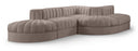 Rummi 112" Velvet Performance Fabric Upholstered 5pc. Modular Sectional - Taupe