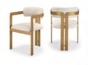 Aurum Linen Textured Fabric Upholstered And Brushed Brass Iron Frame Dining Chair - Beige