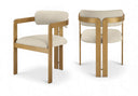 Aurum Vegan Leather Upholstered And Brushed Brass Iron Frame Dining Chair - Beige