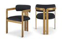 Aurum Vegan Leather Upholstered And Brushed Brass Iron Frame Dining Chair - Black