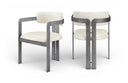 Aurum Vegan Leather Upholstered And Brushed Silver Iron Frame Dining Chair - Cream