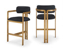 Aurum Vegan Leather Upholstered And Brushed Brass Iron Frame Counter Stool - Black