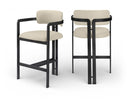 Aurum Vegan Leather Upholstered And Matte Black Iron Frame Counter Stool - Beige