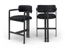 Aurum Vegan Leather Upholstered And Matte Black Iron Frame Counter Stool - Black