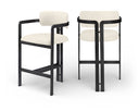 Aurum Vegan Leather Upholstered And Matte Black Iron Frame Counter Stool - Cream
