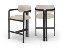 Aurum Vegan Leather Upholstered And Matte Black Iron Frame Counter Stool - Taupe