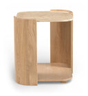 Calabria Genuine Marble And Oak Wood End / Side Table - Natural