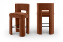 Zuno Velvet Performance Fabric Upholstered Bar Stool - Cognac