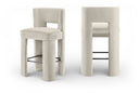 Zuno Velvet Performance Fabric Upholstered Bar Stool - Cream