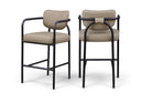 Serava Vegan Leather Upholstered Bar Stool - Taupe
