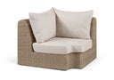 Seacrest Olefin Water Resistant Fabric And Wicker Outdoor Patio Modular Corner Chair - Beige