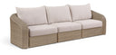 Seacrest 120.25" Olefin Water Resistant Fabric And Wicker 3pc. Outdoor Patio Modular Sofa - Beige