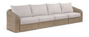 Seacrest 155.25" Olefin Water Resistant Fabric And Wicker 4pc. Outdoor Patio Modular Sofa - Beige