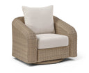 Seacrest Olefin Water Resistant Fabric And Wicker Outdoor Patio Swivel Chair - Beige