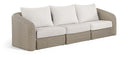 Seacrest 120.25" Olefin Water Resistant Fabric And Wicker 3pc. Outdoor Patio Modular Sofa - Cream