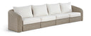 Seacrest 155.25" Olefin Water Resistant Fabric And Wicker 4pc. Outdoor Patio Modular Sofa - Cream