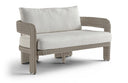 Sandbay 61.5" Olefin Water Resistant Fabric And Wicker Outdoor Patio Loveseat - Cream