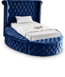 Luxus Velvet Upholstered Twin Bed - Blue