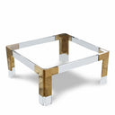 Casper Square Glass Top, Acrylic And Metal Base Coffee Table - Gold