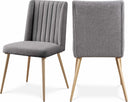 Eleanor Linen Textured Fabric Upholstered Dining Chair - Grey