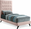 Elly Velvet Upholstered Twin Bed - Pink