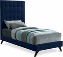 Elly Velvet Upholstered Twin Bed - Blue