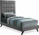 Elly Velvet Upholstered Twin Bed - Grey
