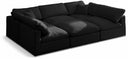 Plush 105" Velvet Upholstered Standard Comfort 6pc. Modular Sectional - Black