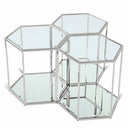 Sei 3 Piece Glass And Steel Modular End / Side Table - Chrome