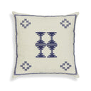 Aztec 20" Cream & Indigo Wool Square Throw Pillow Cover