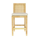 Amara Rattan & Cream Contract-Grade Linen Stool