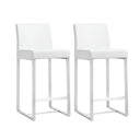 Denmark Performance Vegan Leather Stool with Silver Base - Set of 2