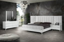 Angela - Italian Modern White Eco Leather Bed w/ Nightstands and Wings