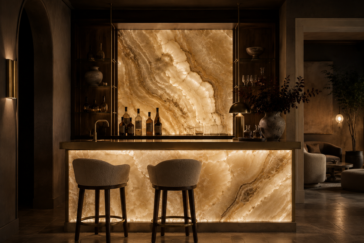 The Natural Stone Edit: Travertine, Alabaster, Onyx & Marble in Modern Interiors