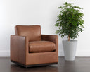 Marseille Camel Leather Lounge Chair Portman Swivel by Matho Sun, view 5