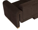 Brushed Gold Nubuck Cocoa Leather Sofa Romer by Matho Sun, view 4