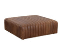 Square Lucia Tobacco Leather Ottoman Lewin by Matho Sun