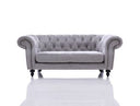 Alexandrina Grey Tufted Velvet Loveseat