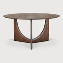 Teal Brown Round Geometric Dining Table